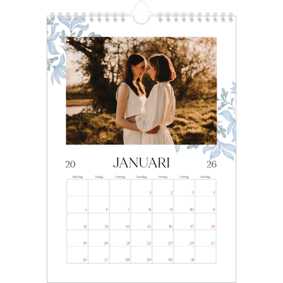 Fotokalender A4 Enkel (20 x 30 cm) — Elegant blommig [Januari]