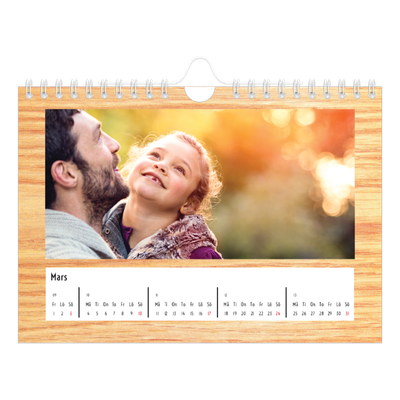 Fotokalender A5 Enkel — Paneler i trä [Mars]