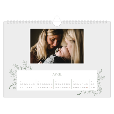 Fotokalender A4 Enkel — Handritade blommor [April]