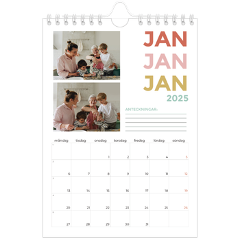 Fotokalender A5 Enkel — Färgglada typsnitt