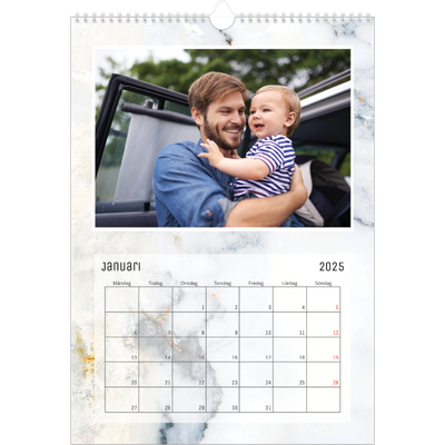 Fotokalender A4 Enkel (20 x 30 cm) — Marmor bakgrund [Januari]