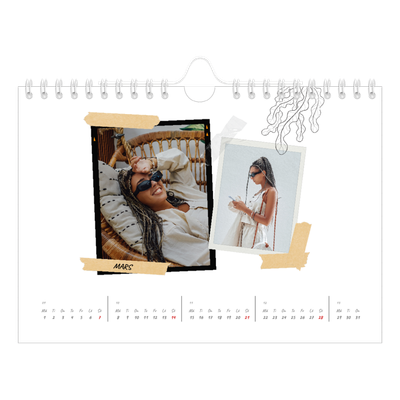 Fotokalender A5 Enkel — Scrapbook stil [Mars]