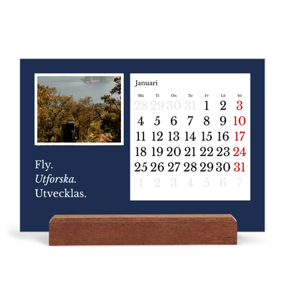 Skrivbordskalender med träställ - Liggande  — Redaktionell Jord [Januari]