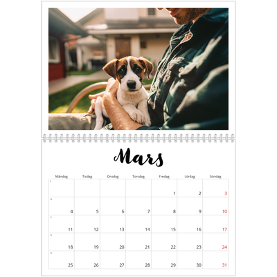 Fotokalender A3 Klassisk (30 x 40 cm) — Handskriven [Mars]