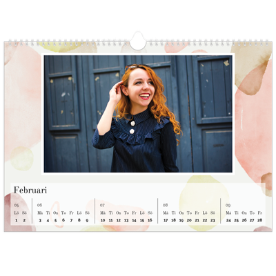 Fotokalender A3 Enkel — Akvarell former [Februari]