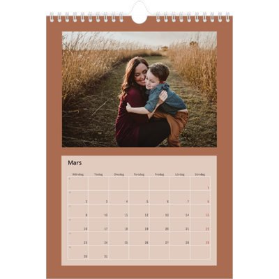 Fotokalender A4 Enkel (20 x 30 cm) — Kalender i jordtoner [Mars]