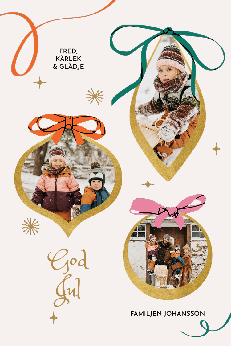 Fotokort — Julgranskulor med rosetter