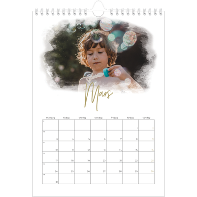 Fotokalender A4 Enkel (20 x 30 cm) — Fotoeffekter [Mars]