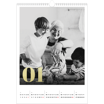 Fotokalender A3 Enkel — Stora nummer i glitter