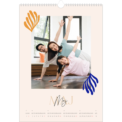 A3 Årskalender — Minimalistisk korall [Maj]