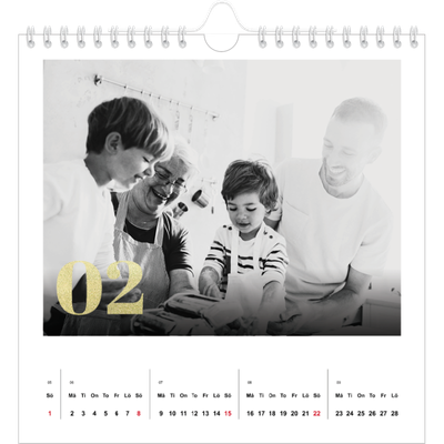 Årskalender kvadratisk — Stora nummer i glitter [Februari]