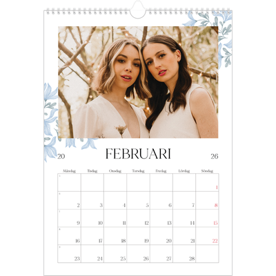 A3 Årskalender — Elegant blommig [Februari]