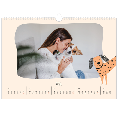 Fotokalender A3 Enkel — Hundtassar och klotter [April]