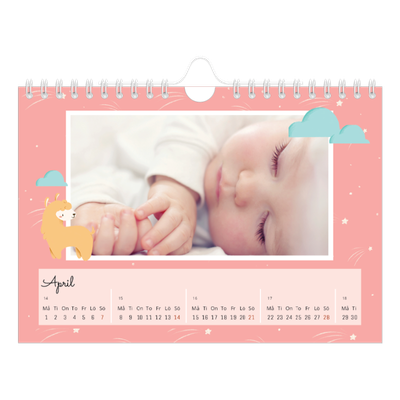 Fotokalender A5 Enkel — Söta djur [April]