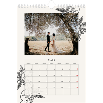 Fotokalender A4 Enkel (20 x 30 cm) — Bläck & murgröna [Mars]