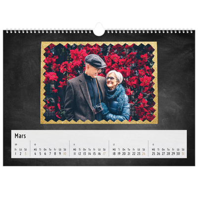 Fotokalender A3 Enkel — Ramar med glitter [Mars]