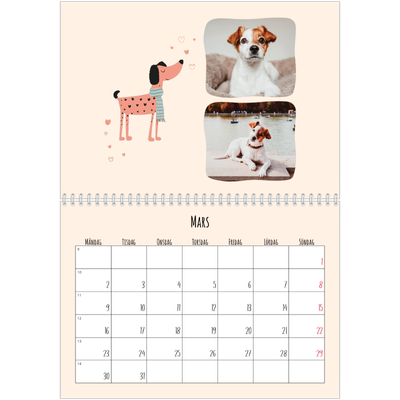 Fotokalender A3 Klassisk (30 x 40 cm) — Hundtassar och klotter [Mars]