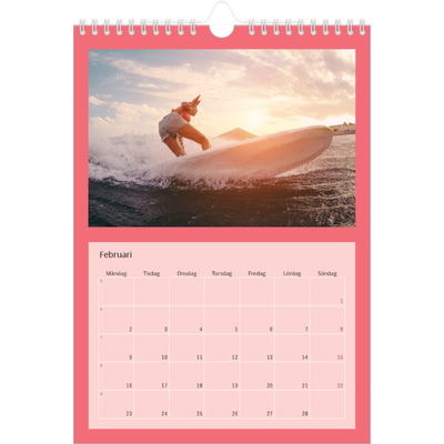 Fotokalender A4 Enkel (20 x 30 cm) — Snygga färger [Februari]