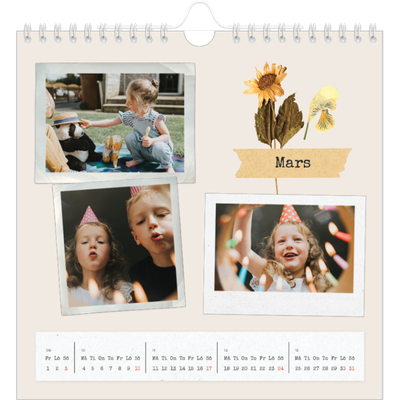 Årskalender kvadratisk — Retro scrapbooking [Mars]