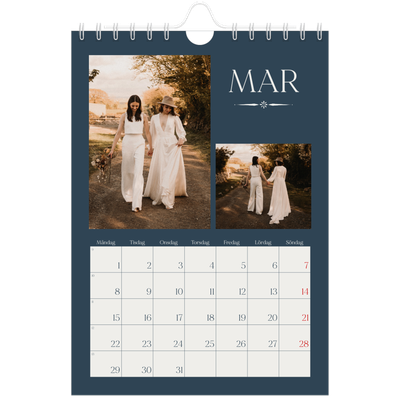 Fotokalender A5 Enkel — Skiffer & seriffer [Mars]