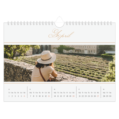 Fotokalender A4 Enkel — Elegant guld [April]