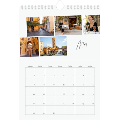 Fotokalender A4 Enkel (20 x 30 cm) — Stadssemester (vit) [Mars]