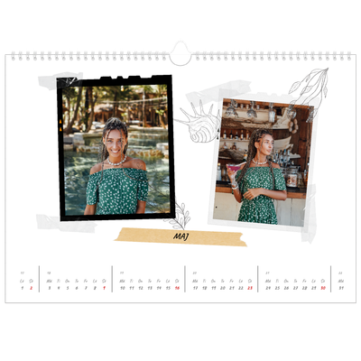 Fotokalender A3 Enkel — Scrapbook stil [Maj]