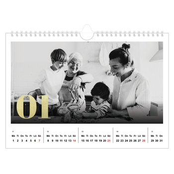Fotokalender A4 Enkel — Stora nummer i glitter