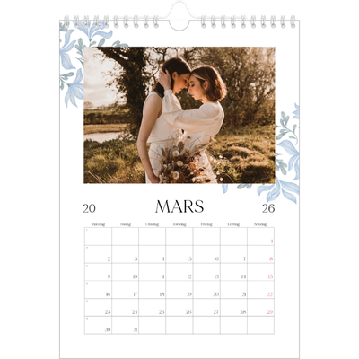Fotokalender A4 Enkel (20 x 30 cm) — Elegant blommig [Mars]