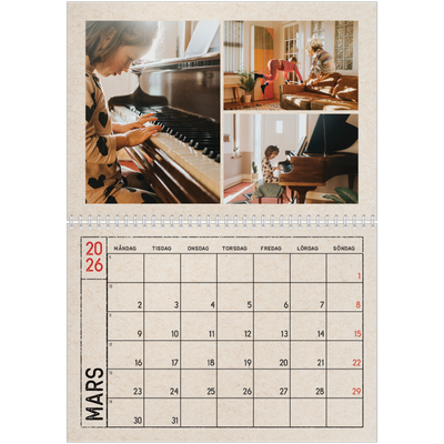Fotokalender A3 Klassisk (30 x 40 cm) — Kraftpapper med stämpeleffekt [Mars]