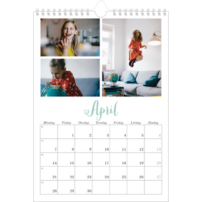 Fotokalender A4 Enkel (20 x 30 cm) — Hej världen [April]