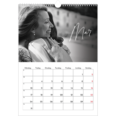 A3 Årskalender — Elegant skrift [Mars]