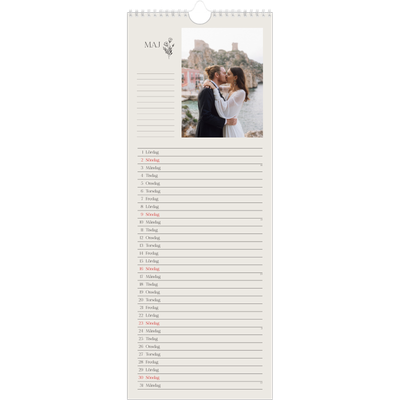 Fotokalender Smal  — Initialer i blom [Maj]
