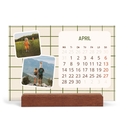 Skrivbordskalender med träställ - Liggande  — Retro mönster [April]