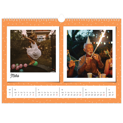Fotokalender A3 Enkel — Färgglada retro bilder [Mars]