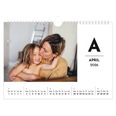 Fotokalender A4 Enkel — Bokstav i fokus [April]