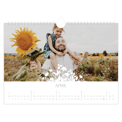 Fotokalender A4 Enkel — Blommotiv [April]