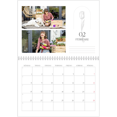Fotokalender A3 Klassisk (30 x 40 cm) — Enkel botanisk [Februari]