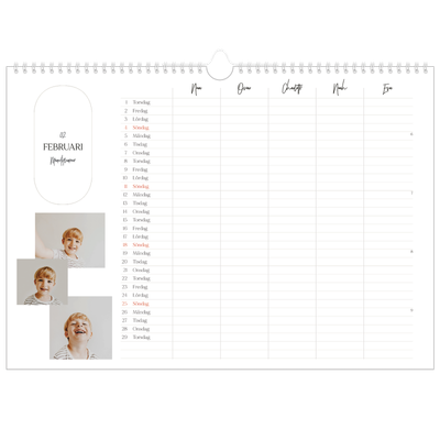 A3 Fotokalender — Planeraren - Familj på 5 [Februari]