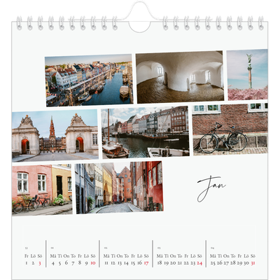 Årskalender kvadratisk — Stadssemester (vit) [Januari]