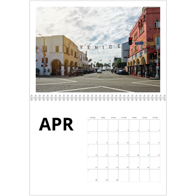 Fotokalender A3 Klassisk (30 x 40 cm) — Vit kalender [April]