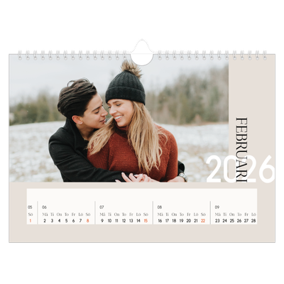 Fotokalender A4 Enkel — Överlappande text [Februari]