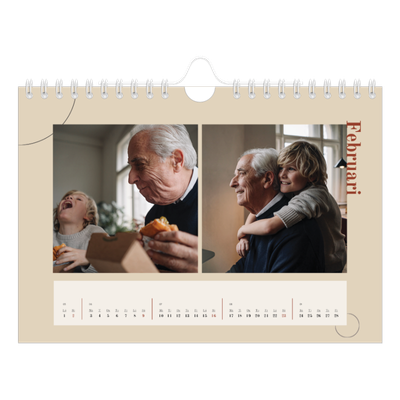 Fotokalender A5 Enkel — Asymmetrisk text [Februari]