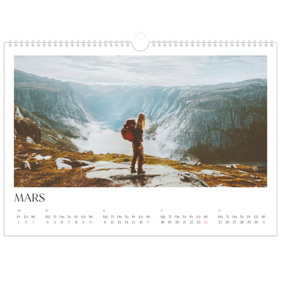 Fotokalender A3 Enkel — Surfing i solnedgången [Mars]