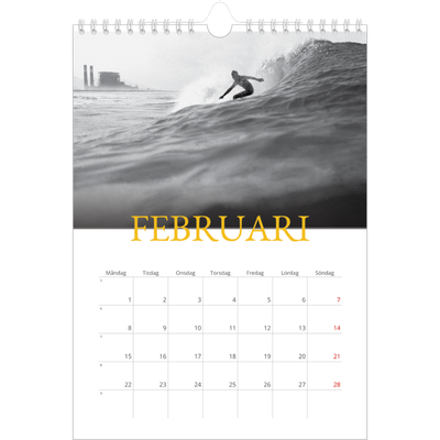 Fotokalender A4 Enkel (20 x 30 cm) — Historisk stil [Februari]