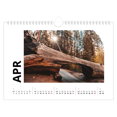 Fotokalender A4 Enkel — Vit kalender [April]