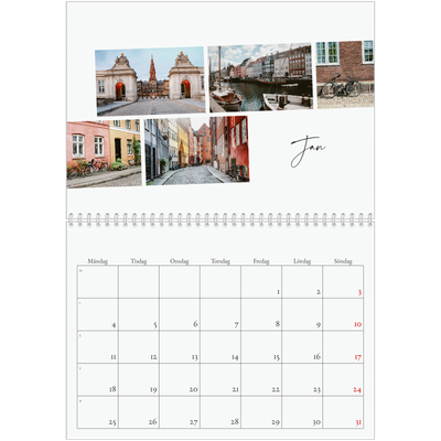 Fotokalender A3 Klassisk (30 x 40 cm) — Stadssemester (vit) [Januari]