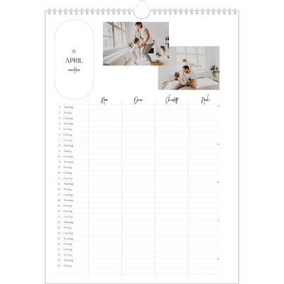 A3 Familjeplanerare — Planeraren - Familj på 4 [April]