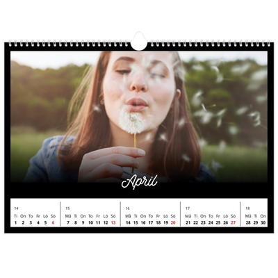 Fotokalender A3 Enkel — Svart [April]