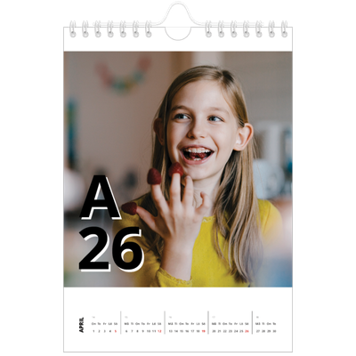 Fotokalender A5 Enkel — Bokstäver och tal [April]